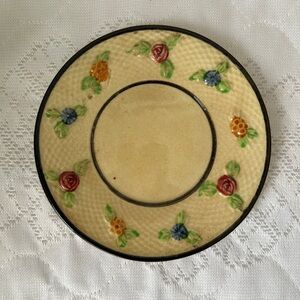 Floral Patterned Plate with Black Trim